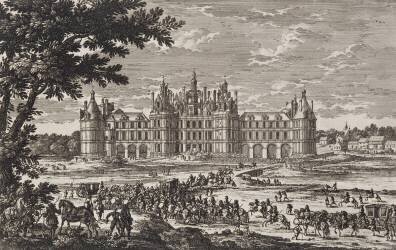Planche 106: Vue du château royal de Chambord du côté de l'entrée (Famille des Perelle) - Muzeo.com