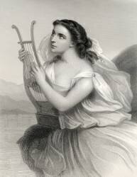 Portrait de Sapho (ou Sappho, 7eme siecle av. JC), poetesse grecque de l'Antiquite. (Francis Holl) - Muzeo.com