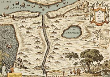 Reproduction moderne de la Carte du pays de Tendre (Jacques Defreveault) - Muzeo.com