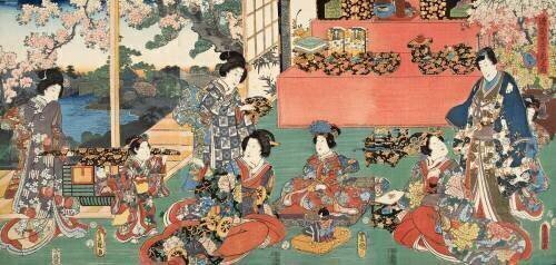 Scène tirée de Genji Monogatari (Murasaki Shikibu) - Muzeo.com