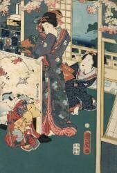 Spring Outing in a Villa Diptych : Women in Interior (Toyohara Kunichika) - Muzeo.com