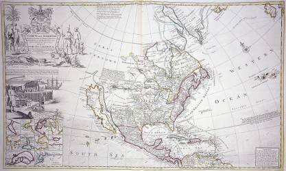 Une carte double page de l'Amérique du Nord (Ecole anglaise) - Muzeo.com