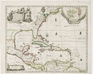 Une nouvelle carte des plantations anglaises en Amérique (Robert Morden) - Muzeo.com