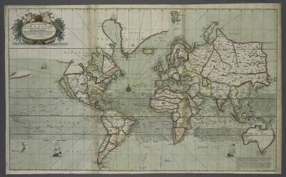 Une nouvelle et correcte carte du monde à partir d'un atlas de la mer (Ecole anglaise) - Muzeo.com