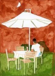 A guy looking at the moon and drinking beer (Hiroyuki Izutsu) - Muzeo.com