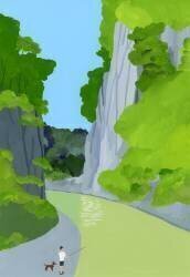 A man fishing in a valley (Hiroyuki Izutsu) - Muzeo.com