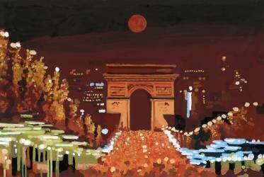 Arc de Triomphe and Champs Elysées at night (Hiroyuki Izutsu) - Muzeo.com
