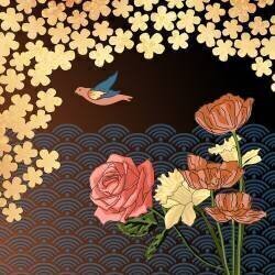 Fleurs et oiseaux orientaux (Claire Huntley) - Muzeo.com