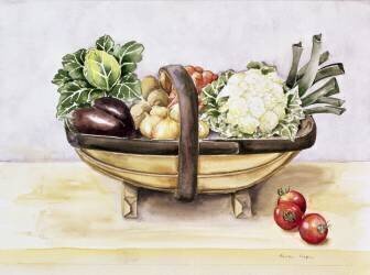 Nature morte avec une corbeille de légumes (Alison Cooper) - Muzeo.com