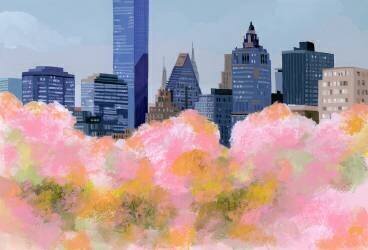 New York and cherry blossoms (Hiroyuki Izutsu) - Muzeo.com