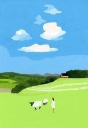 Prairie and sheep (Hiroyuki Izutsu) - Muzeo.com