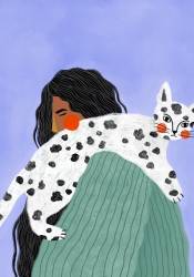 Une femme et un chat tacheté (Bea Muller) - Muzeo.com