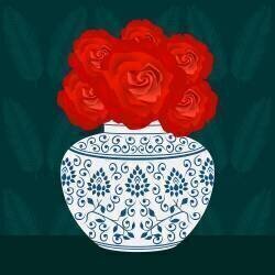 Vase Ming avec Roses (Claire Huntley) - Muzeo.com
