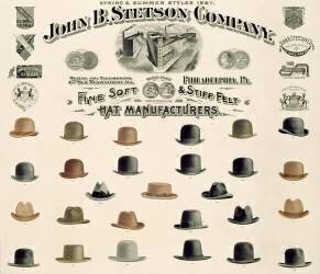 Affiche publicitaire de la John B. Stetson Company en 1890 (anonyme) - Muzeo.com