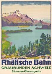 Affiche publicitaire de voyage aux Grisons par la compagnie suisse 'Rhaetian Railway' (Emil Cardinaux) - Muzeo.com