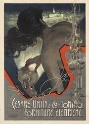 Affiche publicitaire réalisée pour la société italienne d'éclairage Cesare Urtis & Co (Adolfo Hohenstein) - Muzeo.com