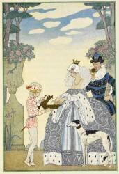 Angleterre élisabéthaine. Une dame et gemtleman, et serviteur. Un lévrier (George Barbier) - Muzeo.com