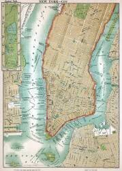 Antique Map of Lower Manhattan and Central Park (anonyme) - Muzeo.com