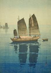 Bateaux à voile : l'avant-midi (Hiroshi Yoshida) - Muzeo.com