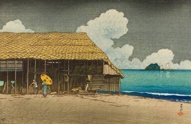 Cabanon en bord de mer à Himi, dans la Province d'Etchu, Juin 1920 (Hasui Kawase) - Muzeo.com