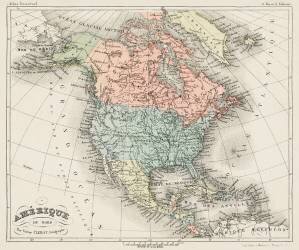 Carte cartographique des États-Unis d'Amérique, du Canada et du Mexique (Arthème Fayard) - Muzeo.com