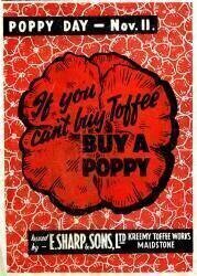 E.Sharp and son's Toffee advert featuring rememberance poppy (anonyme) - Muzeo.com