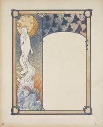 Figure s'élevant au-dessus d'un personnage, baisant les lèvres du soleil (Alfons Mucha) - Muzeo.com