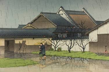 Hameau oriental, temple Horyu (Horyuji higashi sato) (Hasui Kawase) - Muzeo.com
