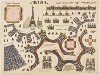 Imagerie d'Epinal: jeu de construction: la Tour Eiffel (anonyme) - Muzeo.com