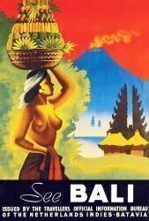 Indonésie : Affiche touristique des Indes orientales néerlandaises pour Bali (F. Korver) - Muzeo.com