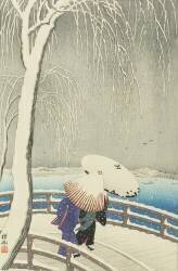 La neige à Yanagibashi (Ohara Koson) - Muzeo.com