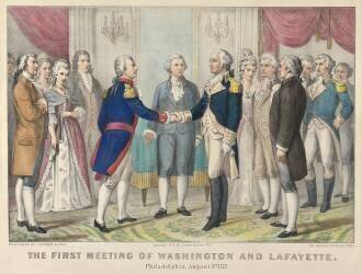 La Première Rencontre de Washington et Lafayette (Currier & Ives) - Muzeo.com