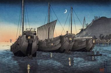Les jonques dans la baie d'Inatori, Izu (Takahashi Hiroaki) - Muzeo.com