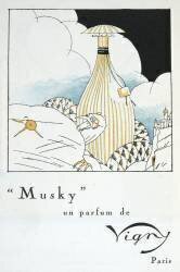 Musky, un parfum de Vigny, flacon de René Lalique, publicité pour la Gazette de Bon Ton (anonyme) - Muzeo.com