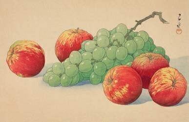 Nature Morte avec Pommes et Raisins, 1940 (Hasui Kawase) - Muzeo.com