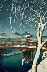 Neige du soir à la rivière Edo (Hasui Kawase) - Muzeo.com