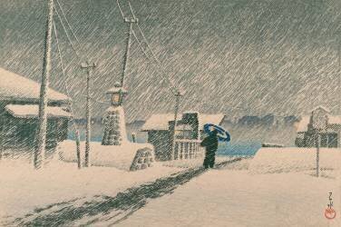 Neige à Tsukishima, 1930 (Hasui Kawase) - Muzeo.com