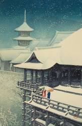 Neige printanière au temple de Kiyomizu, à Kyoto (Hasui Kawase) - Muzeo.com