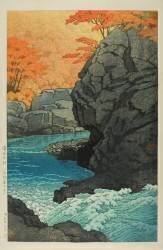 Rocher de Tengui, automne à Shiobara (Shiobara no aki (Tenguiwa)) (Hasui Kawase) - Muzeo.com