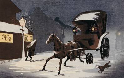 Soirée neigeuse à Honcho Street (Kiyochika Kobayashi) - Muzeo.com