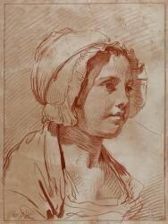 Tête de jeune fille coiffée d'un bonnet (Jean-Baptiste Greuze) - Muzeo.com