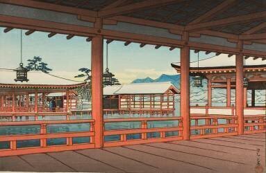 Un couloir à Miyajima (Miyajima no kairo) (Hasui Kawase) - Muzeo.com