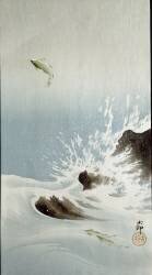 Un poisson qui saute hors de l'eau (Ohara Koson) - Muzeo.com