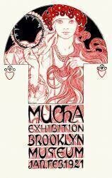 USA - Czechoslovakia : Art Nouveau affiche pour le Brooklyn Museum, exposition d'Alphonse Mucha (Alfons Mucha) - Muzeo.com