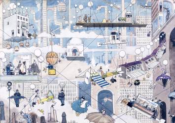 Vie aérienne (William Heath Robinson) - Muzeo.com