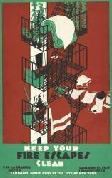 Vintage Poster of a New York City Fire Escape (anonyme) - Muzeo.com