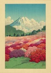 Vue du Mont Fuji depuis un jardin d'azalées (Hasui Kawase) - Muzeo.com