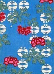 White Lanterns and Peonies on a Blue Background (anonyme) - Muzeo.com
