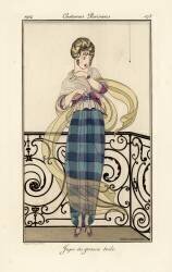 Woman in a large toile skirt, looking afraid of a spider (Gerda Wegener) - Muzeo.com