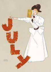 Woman lighting up firecrackers (Edward Penfield) - Muzeo.com